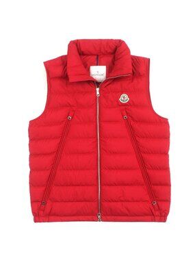 Moncler Albyt Emblem Hooded Wzipup Down Vest Red